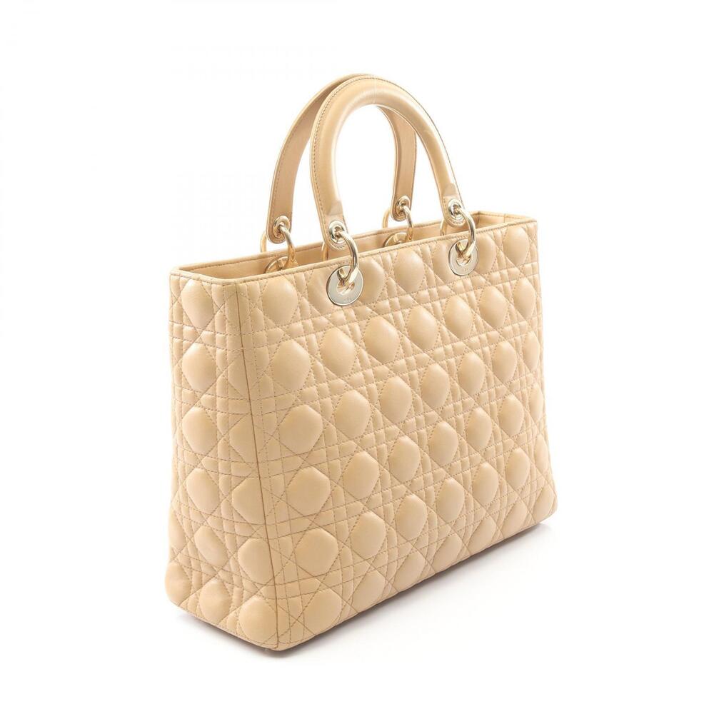 Dior Lady Cannage Handbag Leather Beige